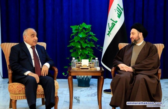 السيد عمار الحكيم يبحث مع رئيس مجلس الوزراء السيد عادل عبد المهدي مستجدات الوضع السياسي واستكمال الكابينة الحكومية