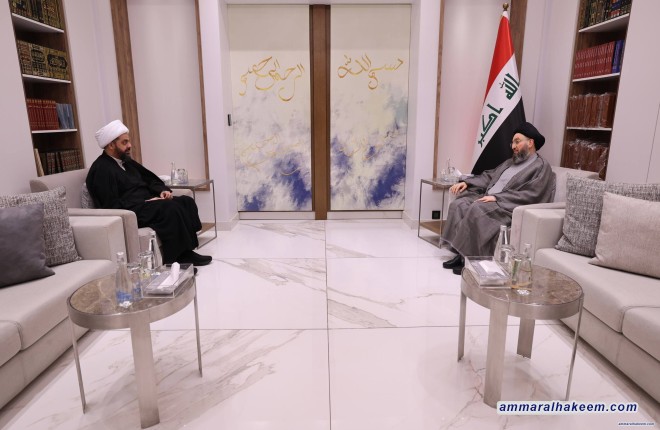 السيد الحكيم يستقبل الخزعلي ويؤكد أهمية دعم حكومة الزيدي بوحدة الصف
