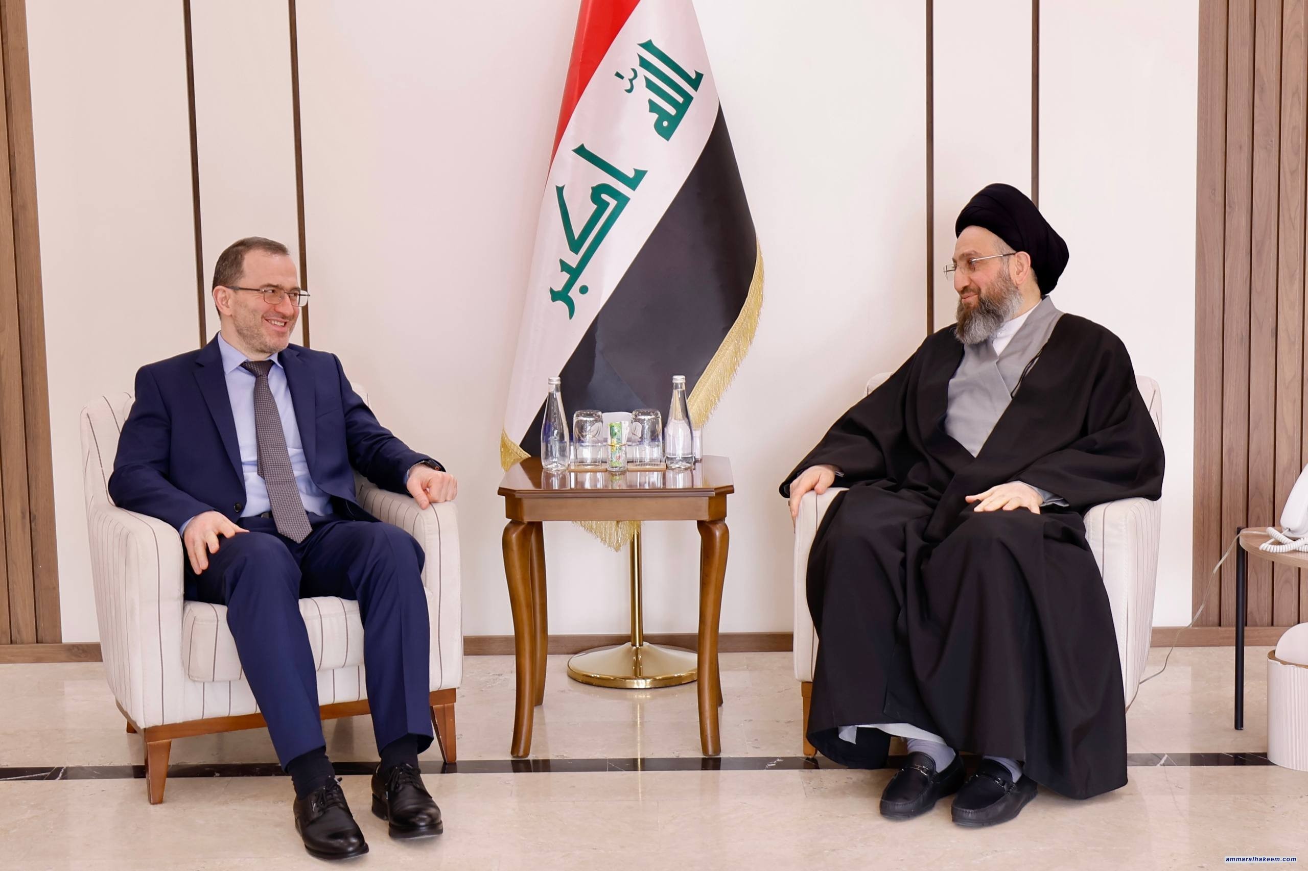 Sayyid Al-Hakeem Affirms Baghdad-Moscow Bilateral Ties Enhancement Importance, Adherence to Constitutional Timelines with Russian Ambassador
