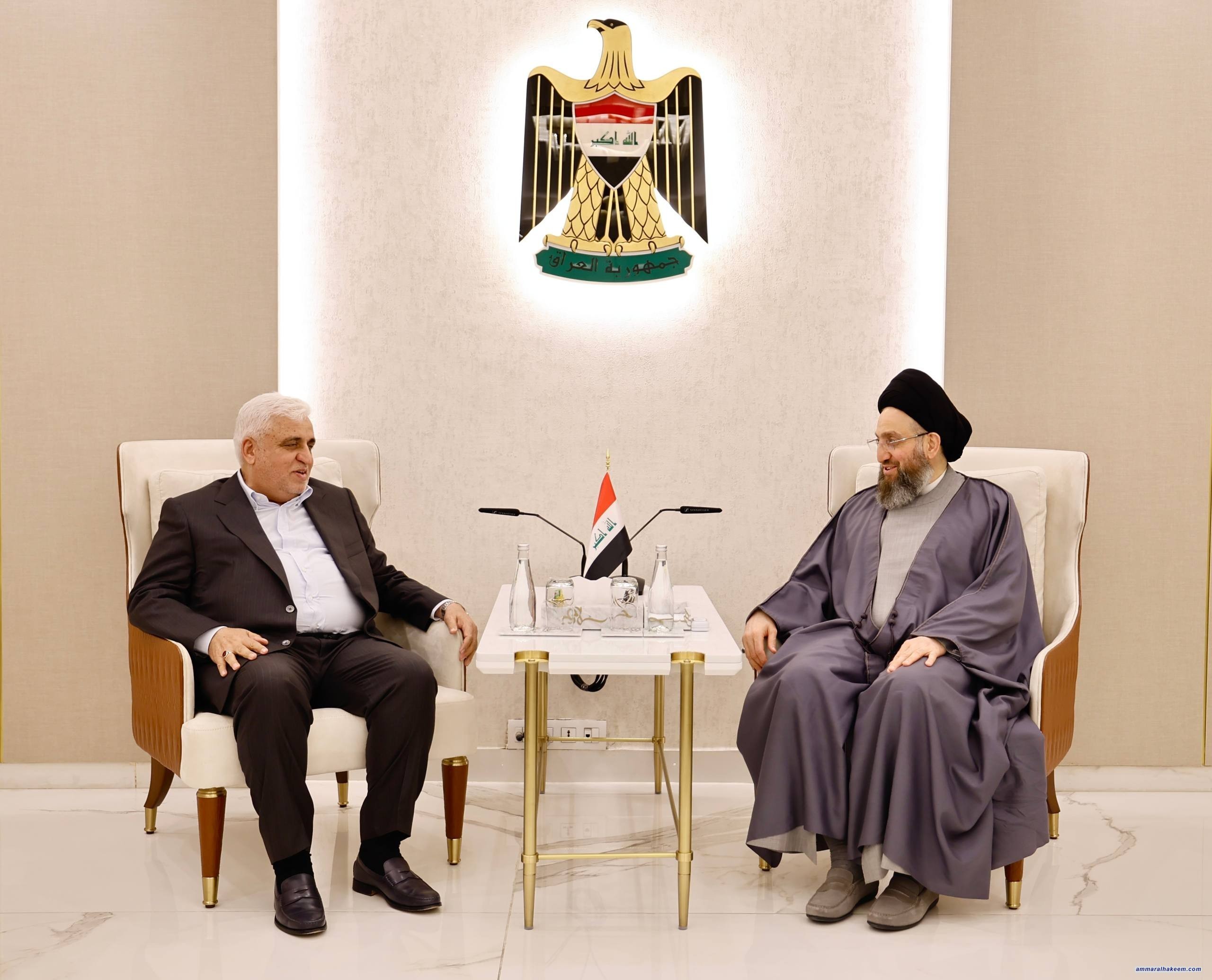 Sayyid Al-Hakeem receives Reconstruction and Development Coalition delegation headed by Al-Fayyadh, underscores unifying Coordination Framework, resolve constitutional entitlements