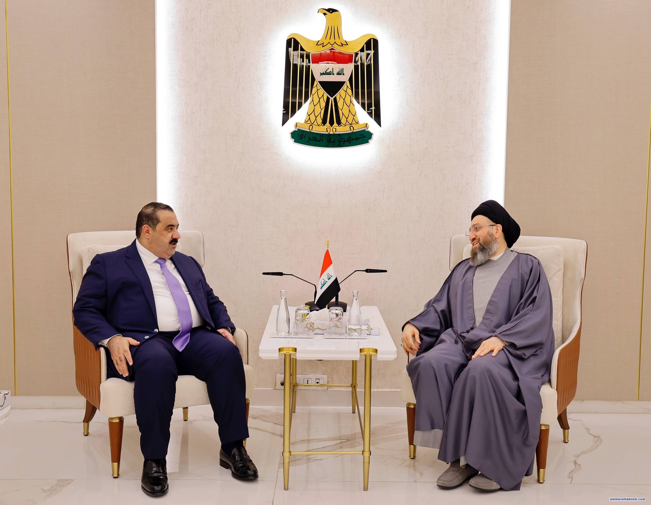 Sayyid Al-Hakeem receives Al-Samarra’i, stresses the need to adhere to constitutional timelines, translate positive outcomes into action plans to strengthen stability