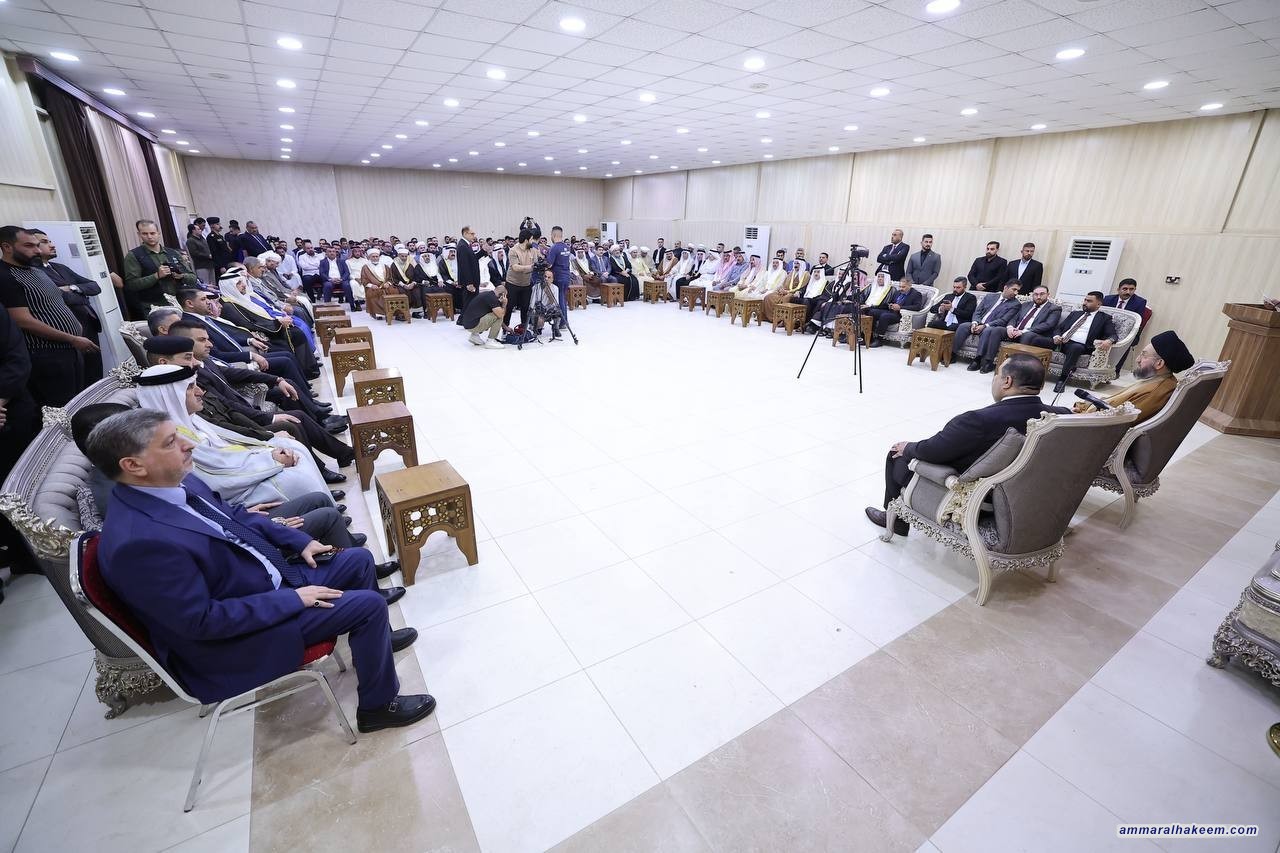 السيد الحكيم يؤكد على أهمية وحدة الشعب العراقي واستقرار العراق في لقاء مع شيوخ ووجهاء سامراء