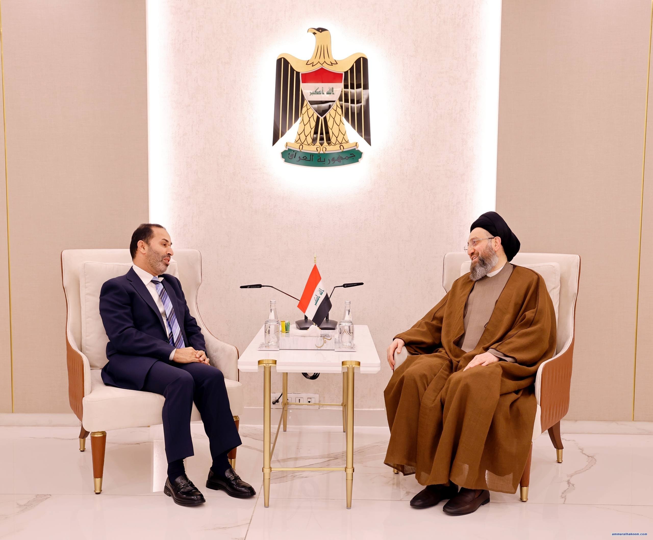 Sayyid Al-Hakeem Discusses Bilateral Ties Enhancements, Economic Challenges with Jordanian Ambassador