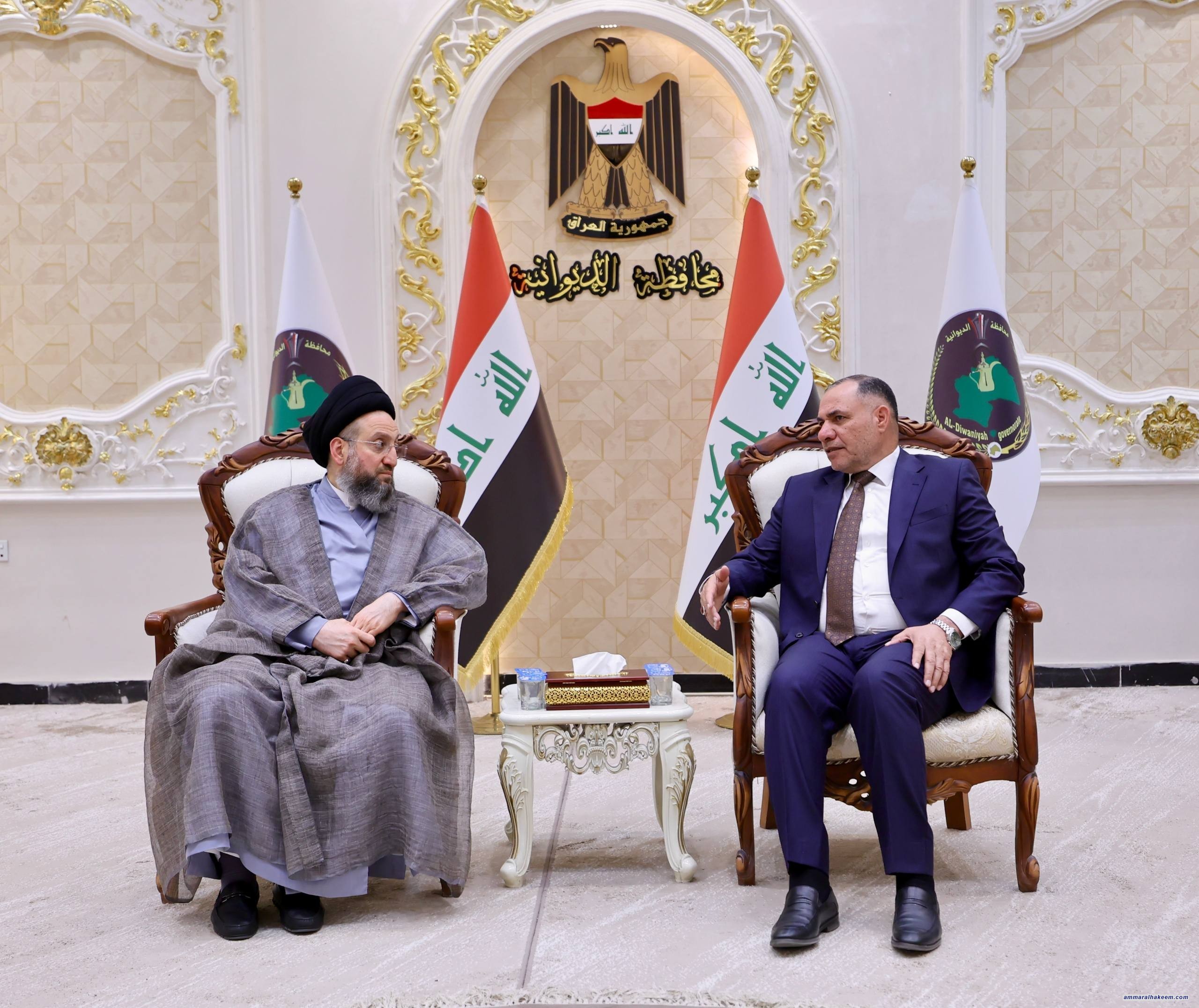 السيد الحكيم يدعو الحكومة المحلية في الديوانية للاستعداد للفرص التنموية واختيار الشركات الرصينة
