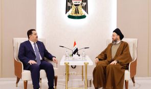 سەید حەكیم پێشوازی لە محەمەد شیاع سوودانی سەرۆكوەزیران دەكات و یەكڕیزی چوارچێوەی هەماهەنگی و پابەندبوون بە كات و ساتی دەستووری لەگەڵی تاوتوێ دەكات