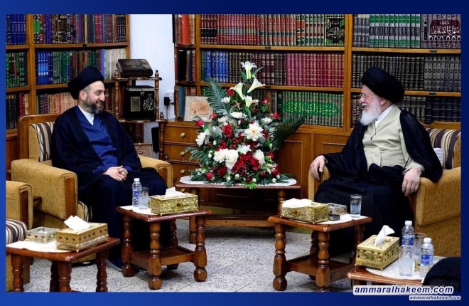 Sayyid Al-Hakeem meets with Sayyid Hussein Al-Sadr, stresses to avoid political impasse following recent elections