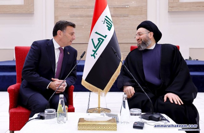 السيد الحكيم يستقبل رئيس مجلس النواب الأردني ويشيد بالعلاقات الثنائية والتكامل بين البلدين