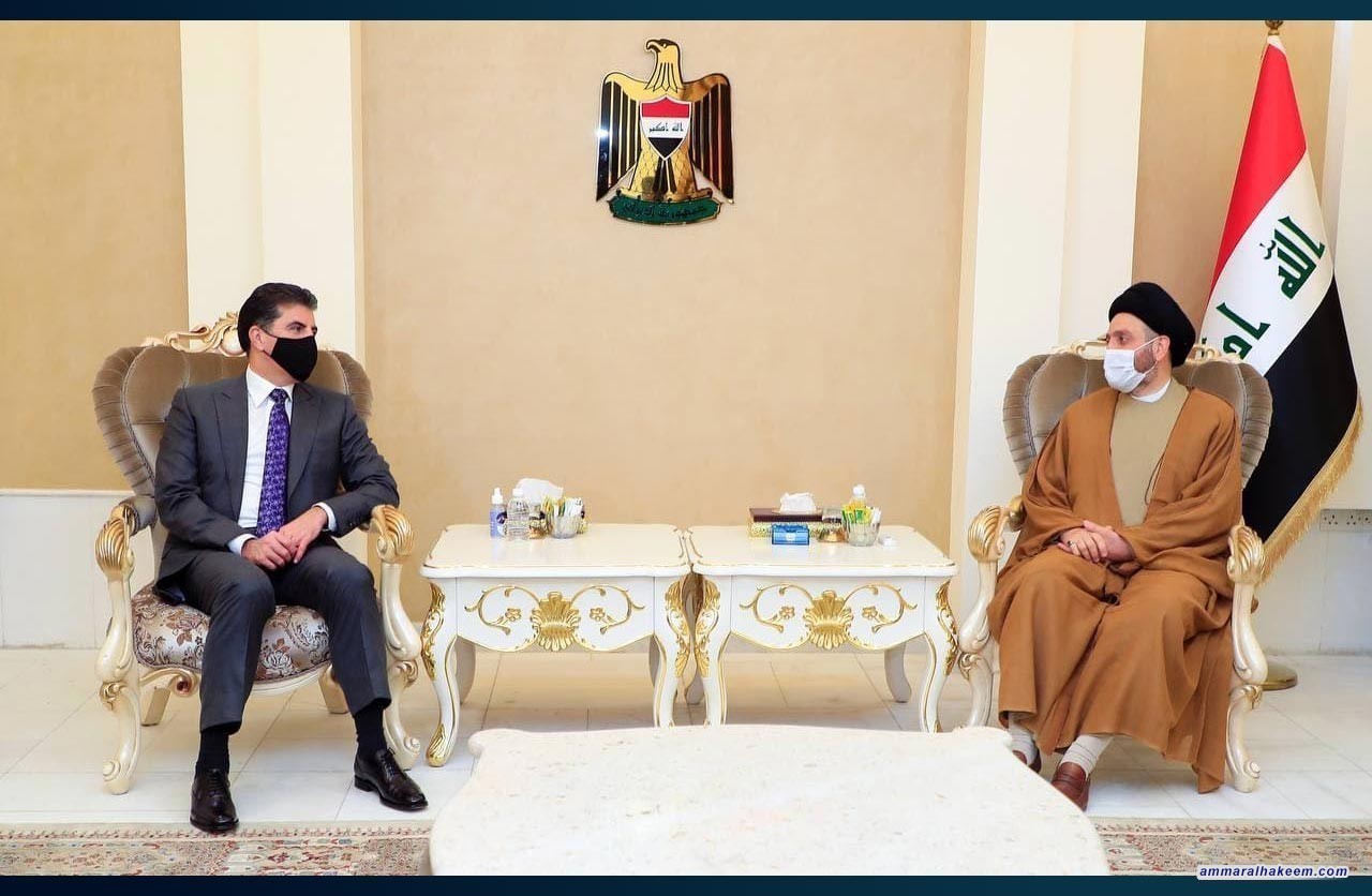 Sayyid Ammar Al-Hakeem receives Nechirvan Barzani, Discusses Developments In the political scene, Iraq’s Roles Regionally, Internationally
