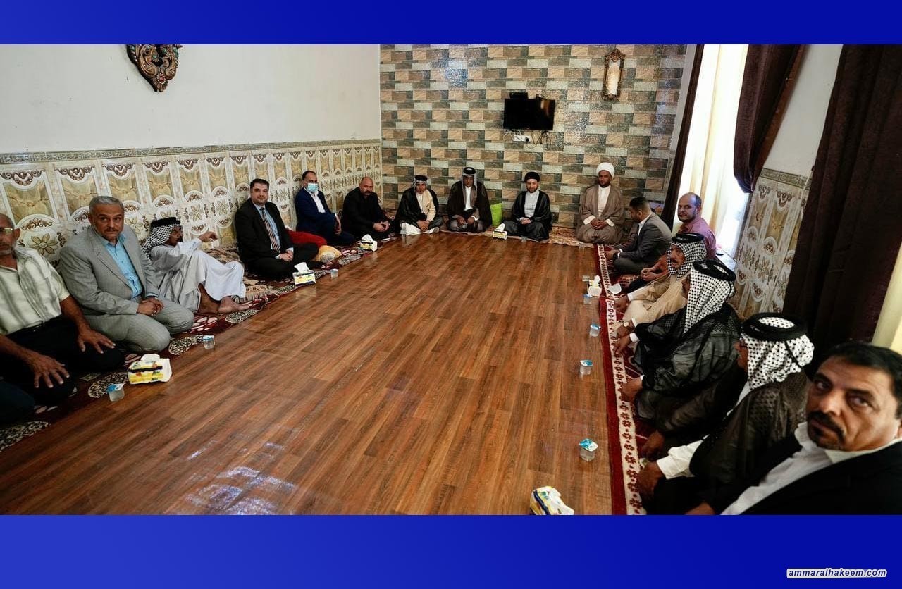 Sayyid Ammar Al-Hakeem visits Taj Al-Deen’s Martyrs’ families during Wasit visit